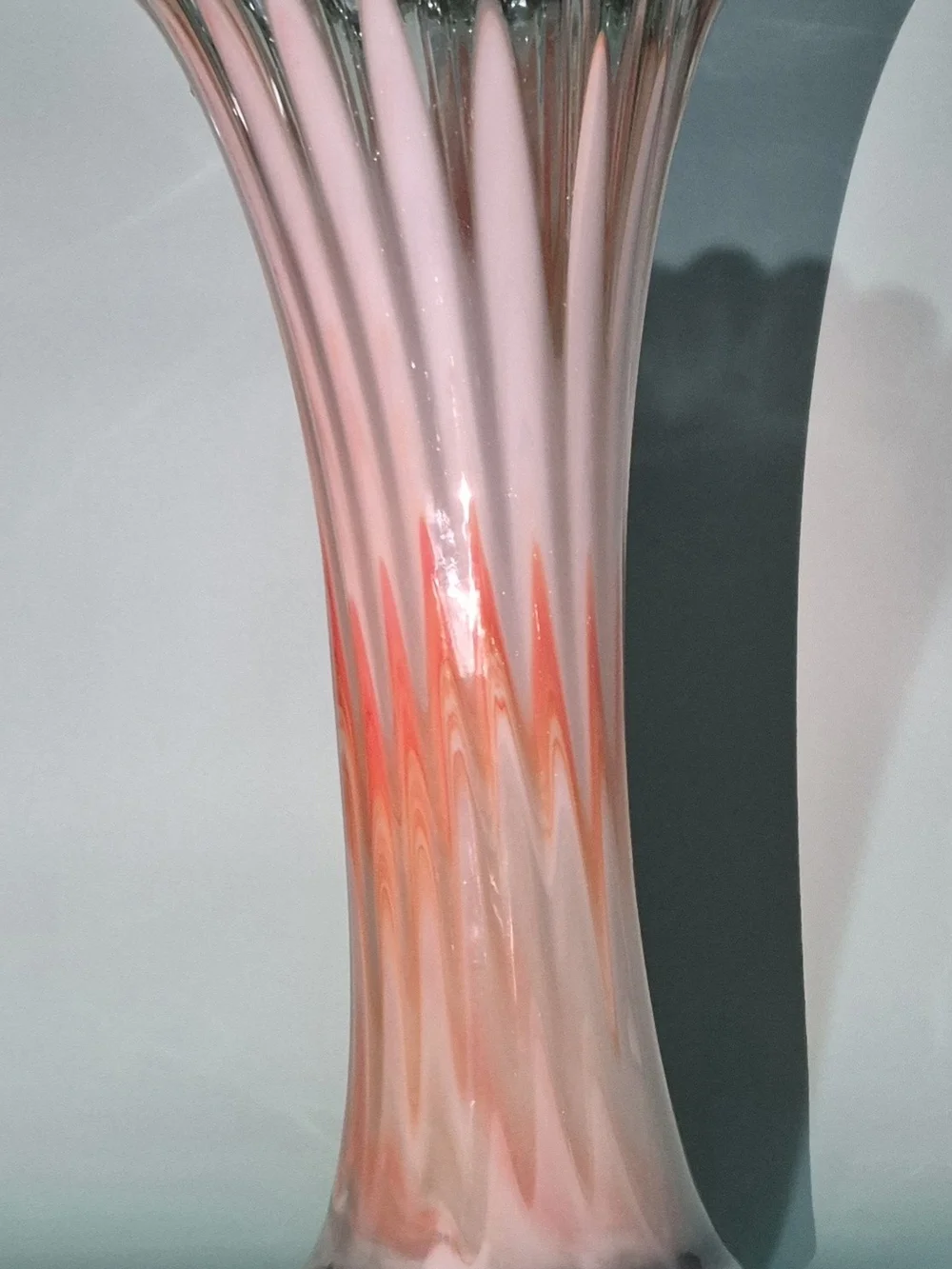 Orange White Glass Vase Swung Art Glass